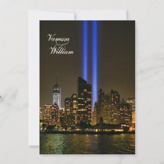 NYC Skyline: WTC 9/11 Tribute In Light #1 Wedding Invitation