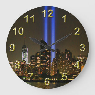 NYC Skyline: WTC  9/11 Tribute In Light 2013 #1 Large Clock