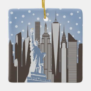 NYC Snowflakes Square Ornament