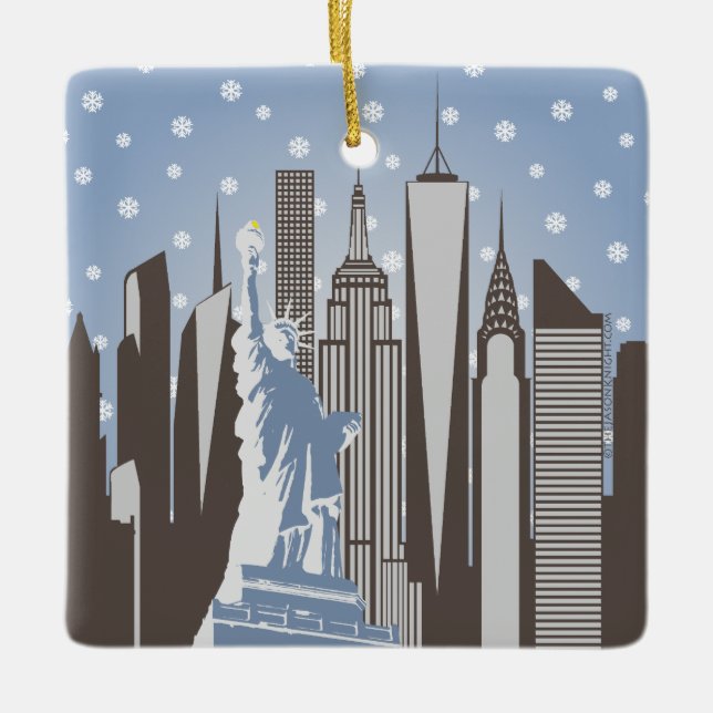 NYC Snowflakes Square Ornament (Front)