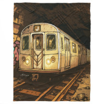 NYC Subway Train Graffiti Mural Fleece Blanket