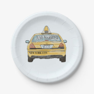 NYC Taxi Wedding Cocktail Paper Plate