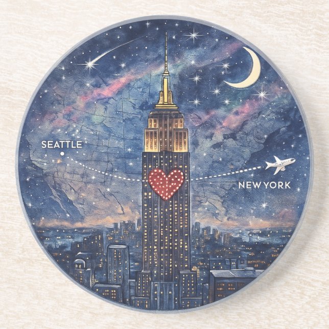 NYC to Seattle Christmas Coaster (Front)