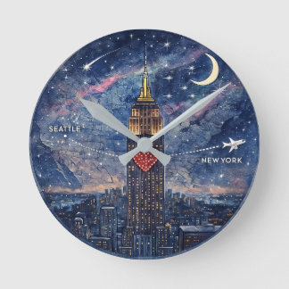 NYC to Seattle Wall Clock
