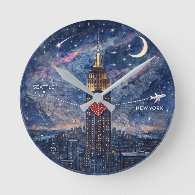 NYC to Seattle Wall Clock (Front)