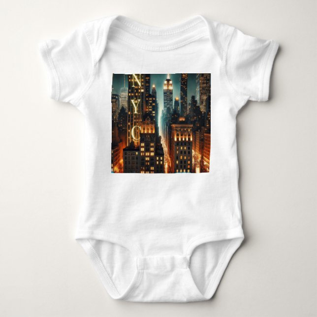 NYC Toddler Graphic T-Shirt – Iconic New York Cit Baby Bodysuit (Front)