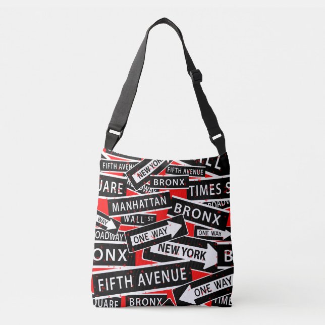 NYC Trendy Typographic Pattern Crossbody Bag (Front)