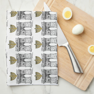 NYC Washington Square Arch Hanukkah Menorah Tea Towel