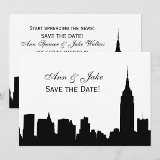 NYC Wide Silhouette DIY BG Colour Save the Date Wh Invitation