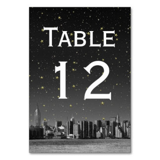 NYC Wide Skyline Black Gradient Starry DIY BG Table Number