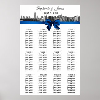 NYC Wide Skyline Etched BW Blue Bow Seating Chart