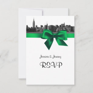 NYC Wide Skyline Etched BW Green RSVP #1