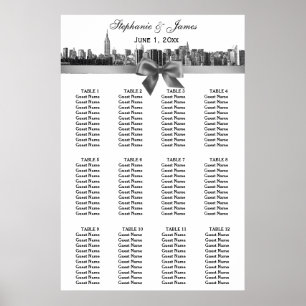 NYC Wide Skyline Etched BW Grey Bow Seating Chart