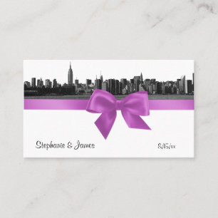NYC Wide Skyline Etched BW Lilac Escort Cards