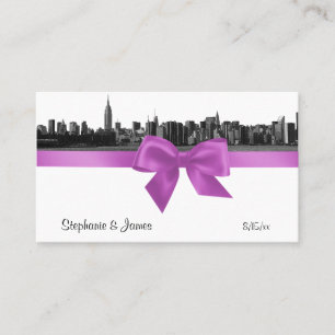 NYC Wide Skyline Etched BW Lilac Place Cards #2