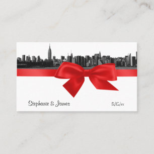 NYC Wide Skyline Etched BW Red Place Cards #2