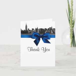NYC Wide Skyline Etched BW Royal Blue Thank You