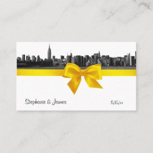 NYC Wide Skyline Etched BW Yellow Escort Cards