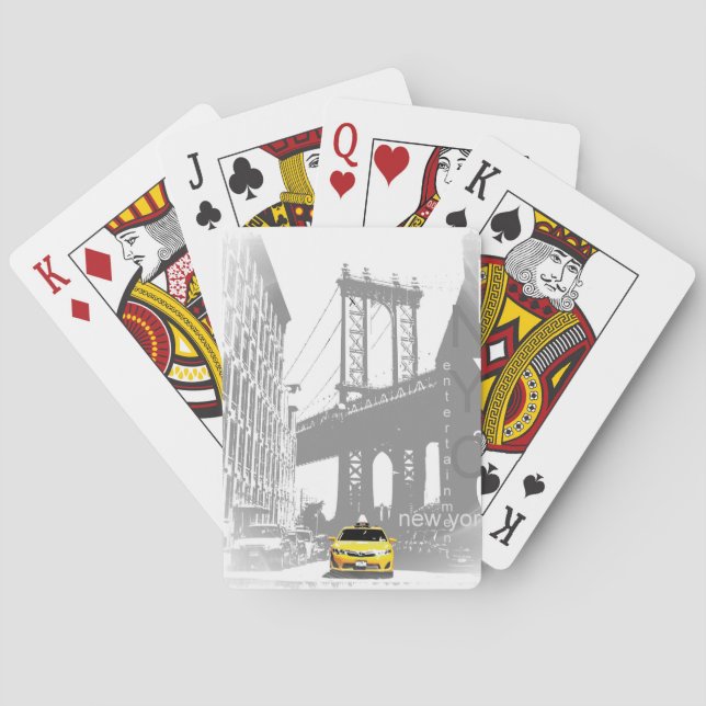 Nyc Yellow Taxi New York City Brooklyn Bridge Playing Cards (Back)
