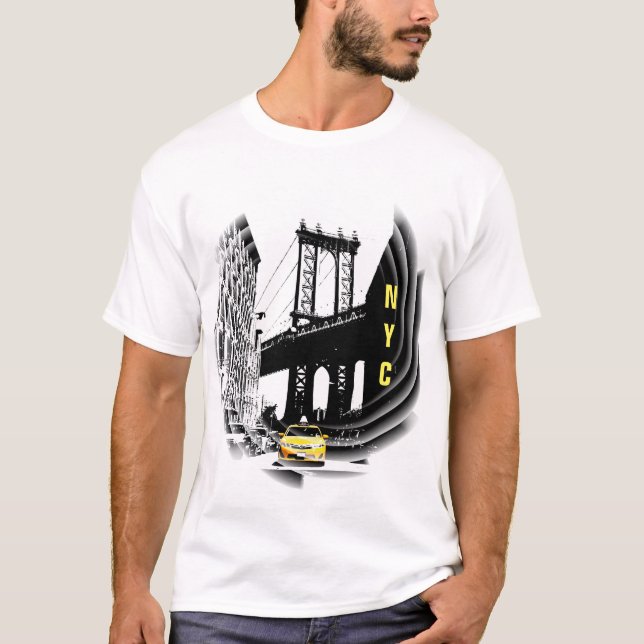 Nyc Yellow Taxi New York City Modern Pop Art T-Shirt (Front)