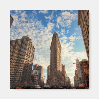 NYC's Flatiron Building, Wide View, Puffy Clouds Magnet