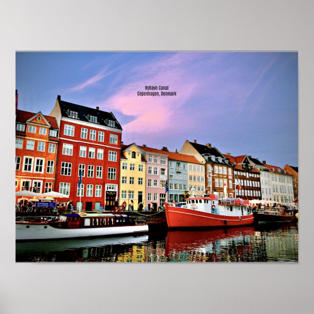 Nyhavn Canal, Copenhagen, Denmark Poster (Front)