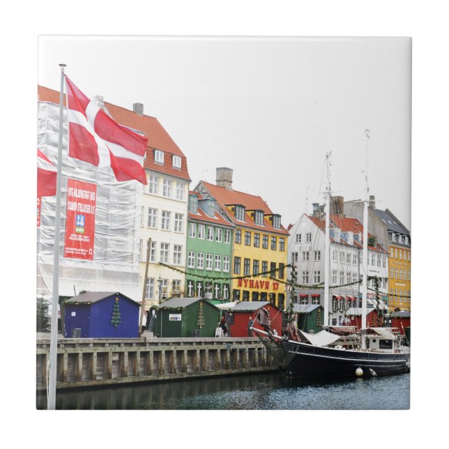 Nyhavn canal in Copenhagen, Danmark Tile (Front)
