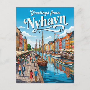 Nyhavn Waterfront Denmark Postcard