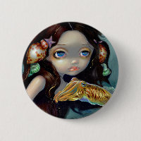 "Nymph with a Cuttlefish" Button