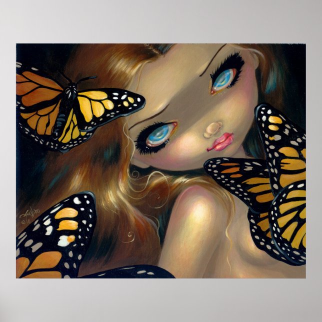 Nymph with Monarchs ART PRINT butterfly fairy (Front)