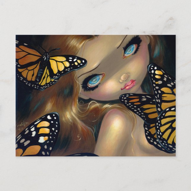 "Nymph with Monarchs" Postcard (Front)