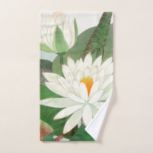 Nymphaea lotus, Japanese woodblock print, 1917 Hand Towel