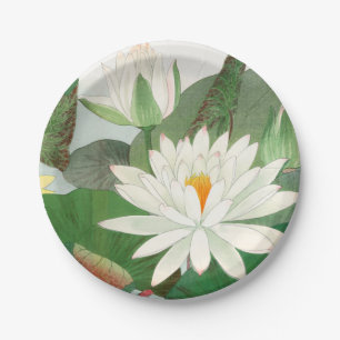 Nymphaea lotus, Japanese woodblock print, 1917 Paper Plate