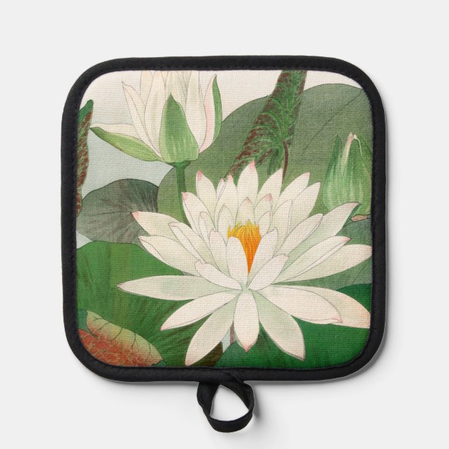 Nymphaea lotus, Japanese woodblock print, 1917 Pot Holder (Front)