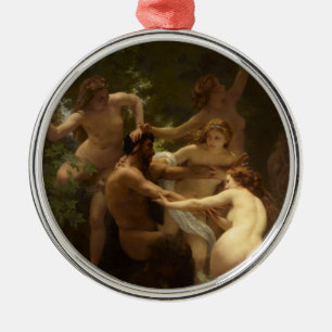 Nymphs and Satyr by William-Adolphe Bouguereau Metal Tree Decoration
