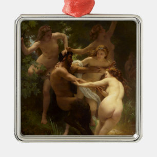 Nymphs and Satyr by William-Adolphe Bouguereau Metal Tree Decoration