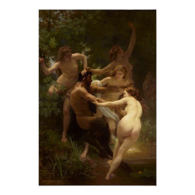 Nymphs and Satyr by William-Adolphe Bouguereau Poster (Front)