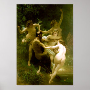 Nymphs and Satyr by William Adolphe Bouguereau Poster