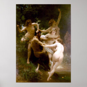 Nymphs and Satyr, William-Adolphe Bouguereau Poster
