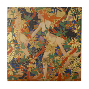 Nymphs art nouveau tile