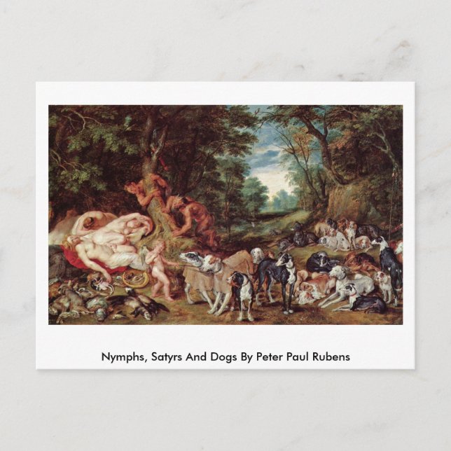 Nymphs, Satyrs And Dogs By Peter Paul Rubens Postcard (Front)