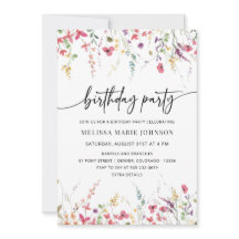 NYRA - Wildflower Birthday party invite template