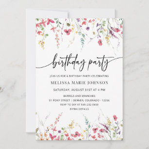 NYRA - Wildflower Birthday party invite template