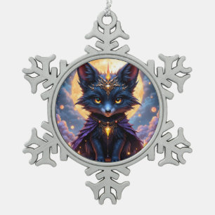 Nyx – Guardian of the Moonlight. Snowflake Pewter Christmas Ornament