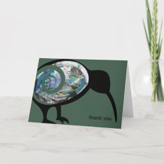 NZ KIWI BIRD PAUA FERN KORU NEW ZEALAND GREEN  THANK YOU CARD