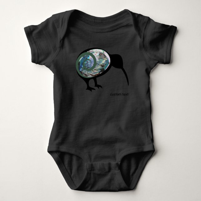NZ KIWI BIRD PAUA SHELL FERN KORU NEW ZEALAND KID BABY BODYSUIT (Front)