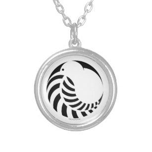 NZ Kiwi / Silver Fern Emblem Silver Plated Necklace