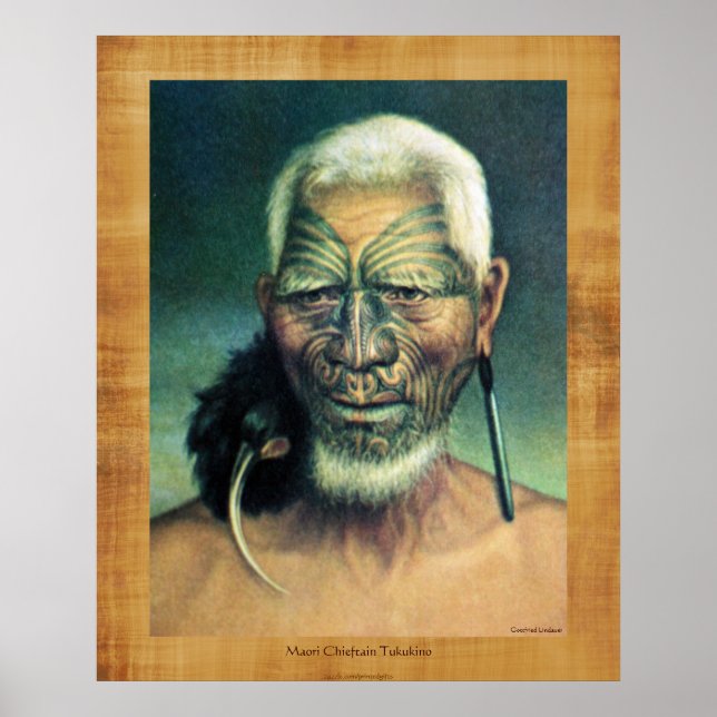 NZ Maori Chieftain Tukukino by Gottfried Lindauer Poster (Front)