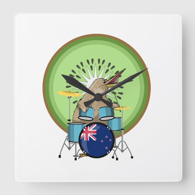 NZ music Kiwi drumming Square Wall Clock (Front)