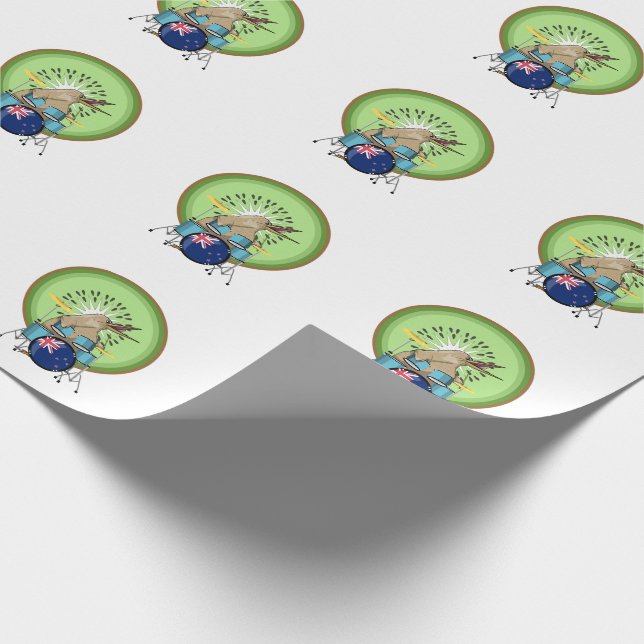 NZ music Kiwi drumming Wrapping Paper (Corner)